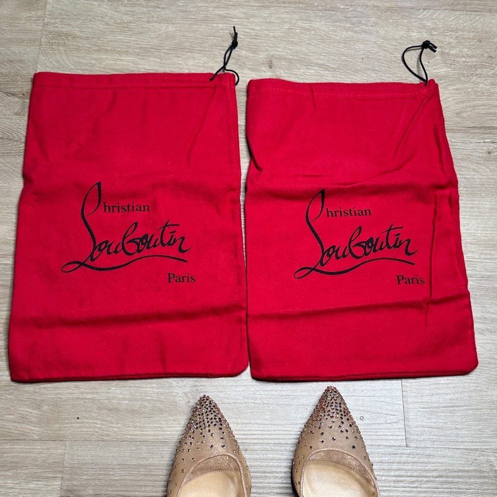 Christian Louboutin Follies Strass 85 | Nude Suede Lame | Worn Once - Picture 11 of 11